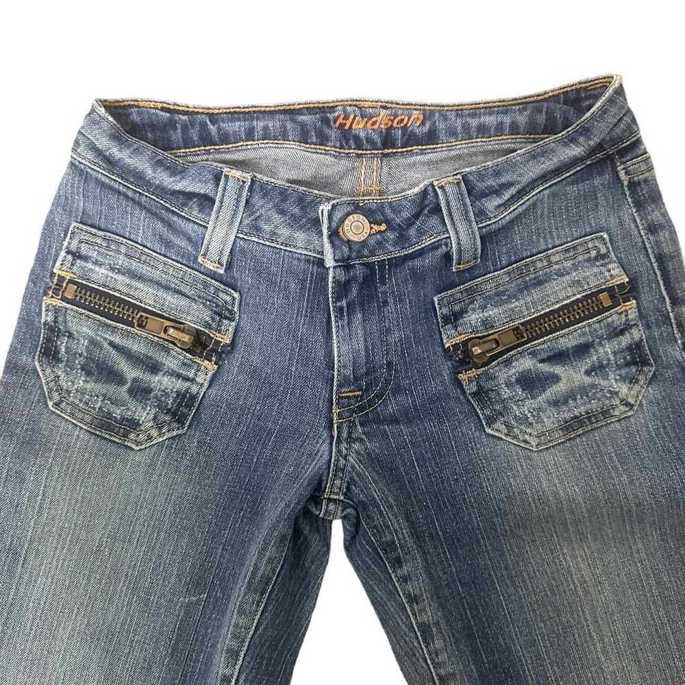 VTG Hudson Jeans Low Rise Medium Wash Flare Denim… - image 3