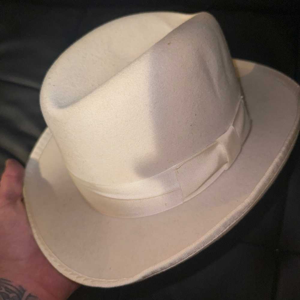 Vintage Bailey fedora hat men’s sz small white an… - image 5