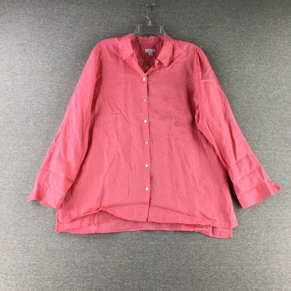 Vintage J Jill Shirt Womens Large Love Linen Pink… - image 1