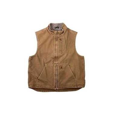 Vintage Carhartt Sherpa Lined Vest Brown Size Lar… - image 1