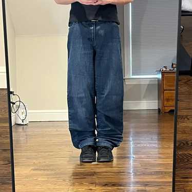vintage 2000s baggy wide leg darkwash jeans - image 1