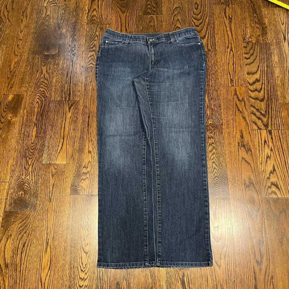 vintage 2000s baggy wide leg darkwash jeans - image 2