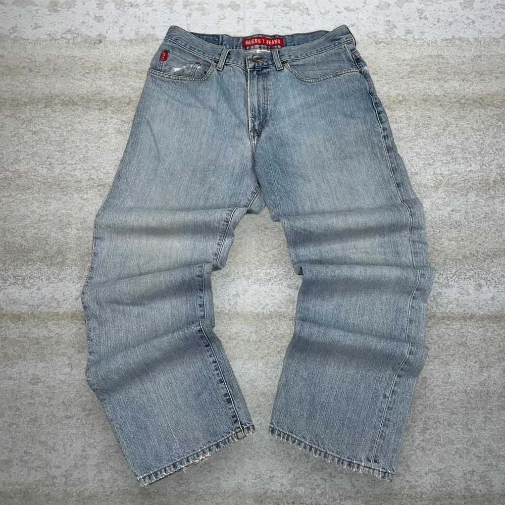 Vintage Guess Jeans Baggy Wide Leg Fit Light Wash… - image 2