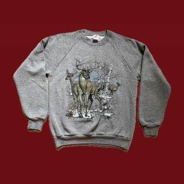 Vintage 90s Crewneck Sweatshirt Nature Print LARGE