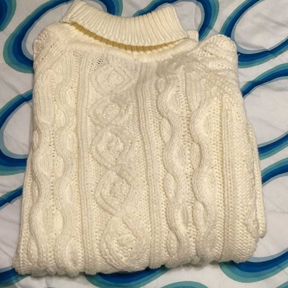 EUC VTG Cream Cable Knit Turtleneck Sweater - #37… - image 2