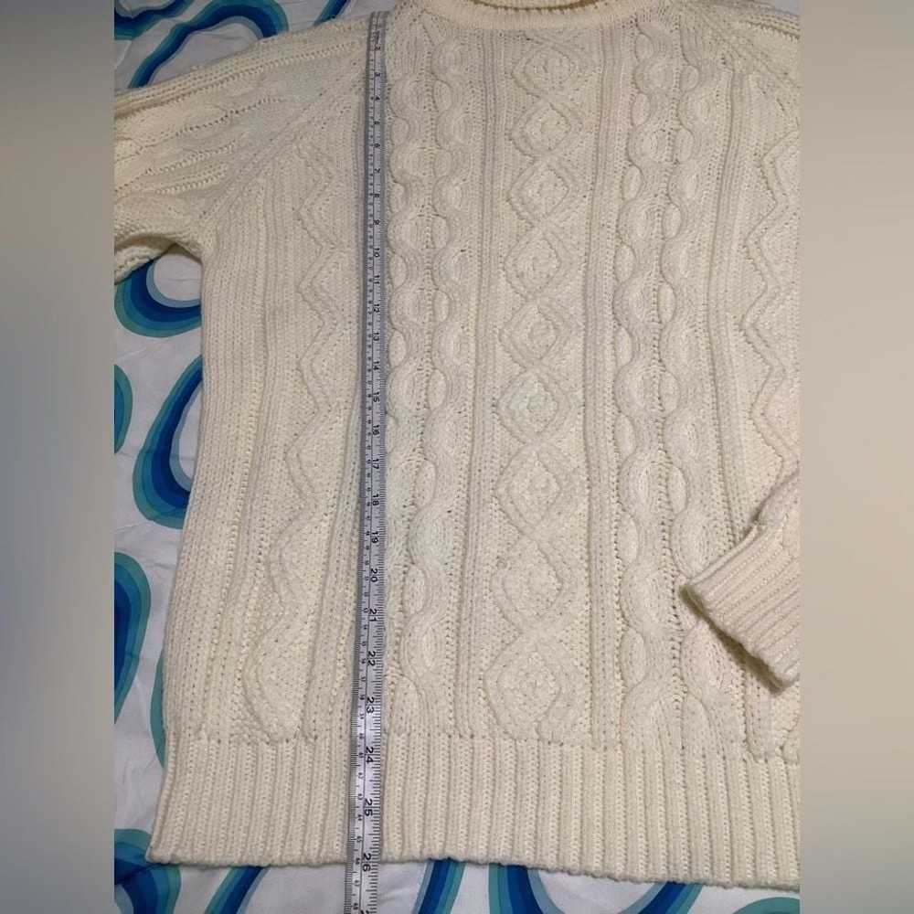 EUC VTG Cream Cable Knit Turtleneck Sweater - #37… - image 4