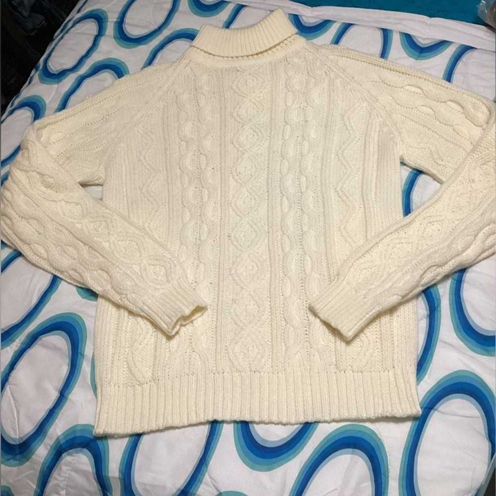 EUC VTG Cream Cable Knit Turtleneck Sweater - #37… - image 7