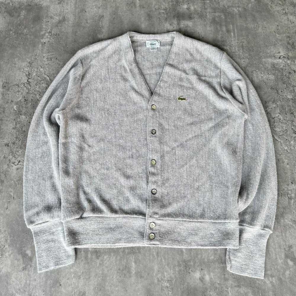 Vintage Y2K Lacoste Grey Cardigan Sweater Made In… - image 1