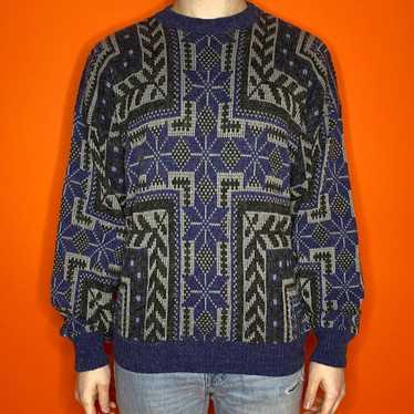 Vintage Blue Mcgregor Sweater Grandpa Coogi Style… - image 1