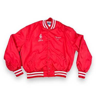 Vintage Satin Snap Jacket Adult XXL 2XL Red White… - image 1