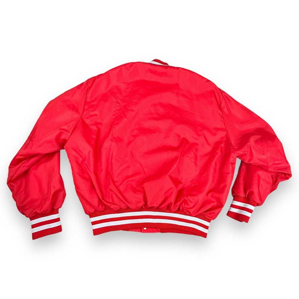 Vintage Satin Snap Jacket Adult XXL 2XL Red White… - image 2