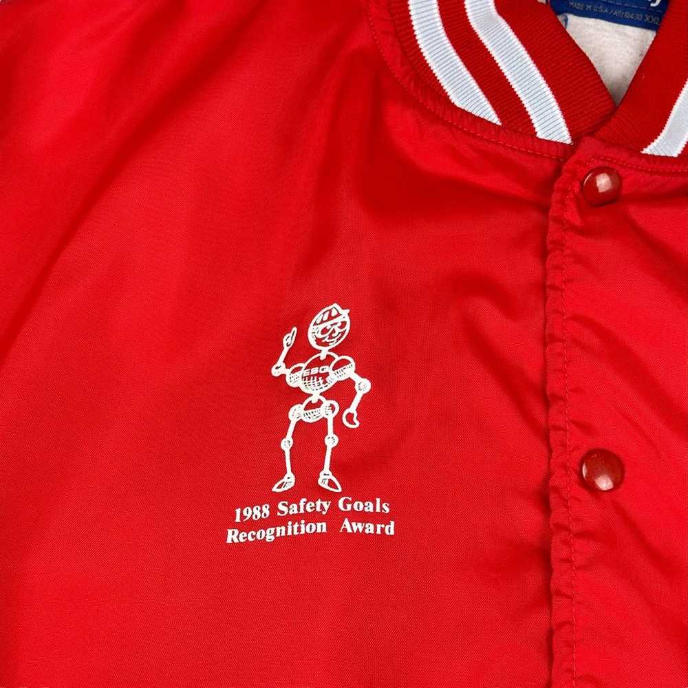 Vintage Satin Snap Jacket Adult XXL 2XL Red White… - image 4