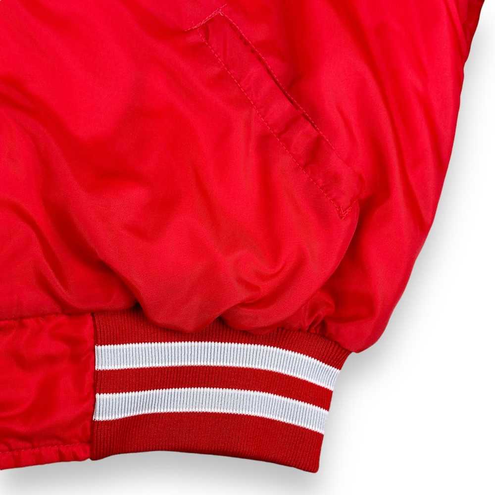 Vintage Satin Snap Jacket Adult XXL 2XL Red White… - image 5