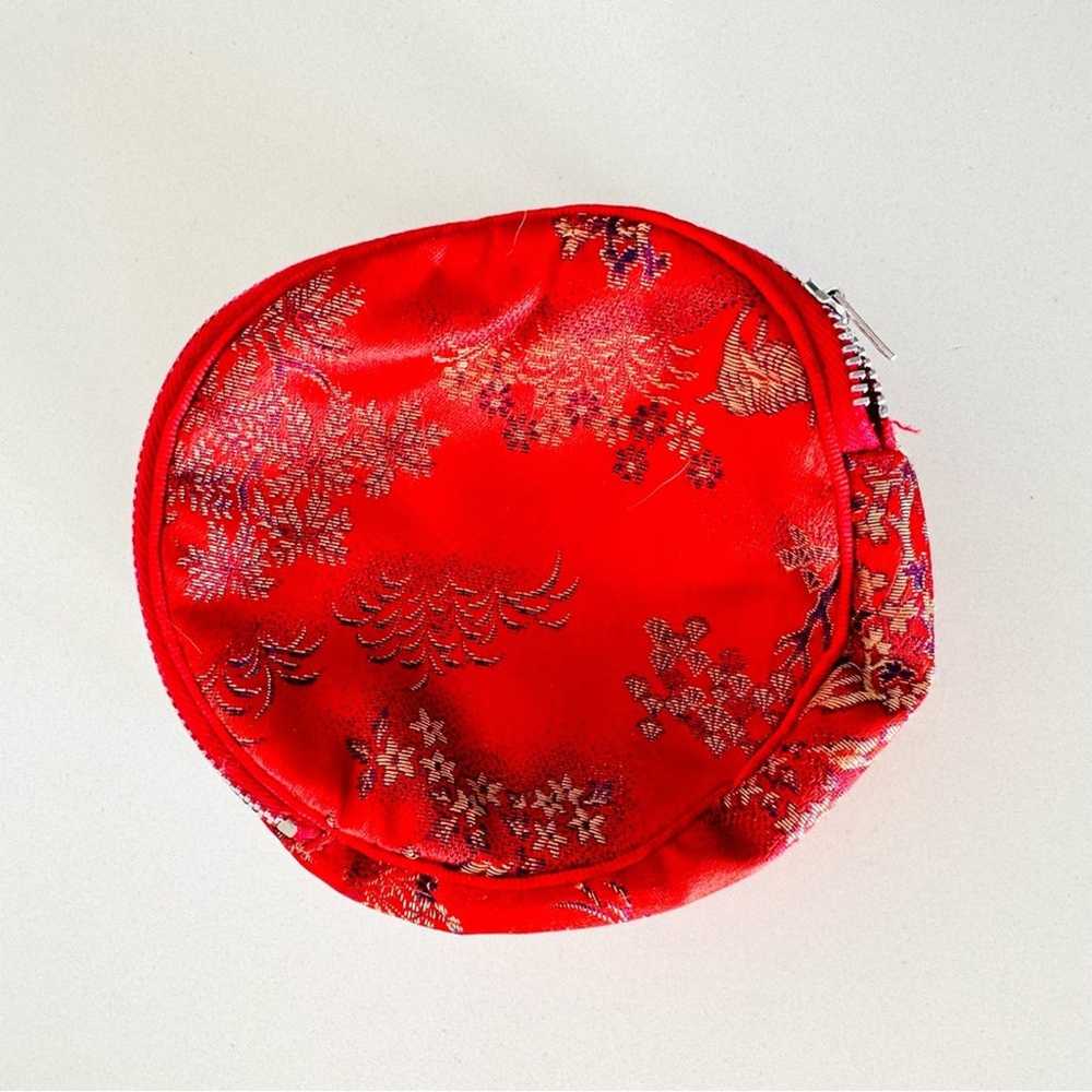 VINTAGE Hong Kong Red Embroidery Print Circular C… - image 2