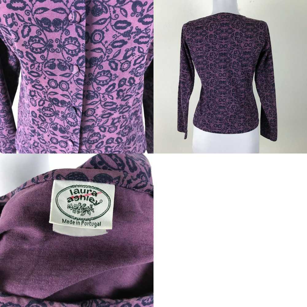 Laura Ashley Vintage 1980s Blouse Size S Purple F… - image 4