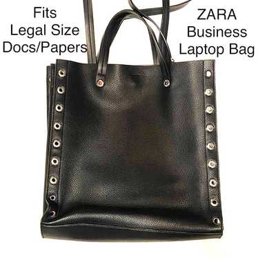 ZARA Work Business Laptop Bag Tote Leather Legal … - image 1
