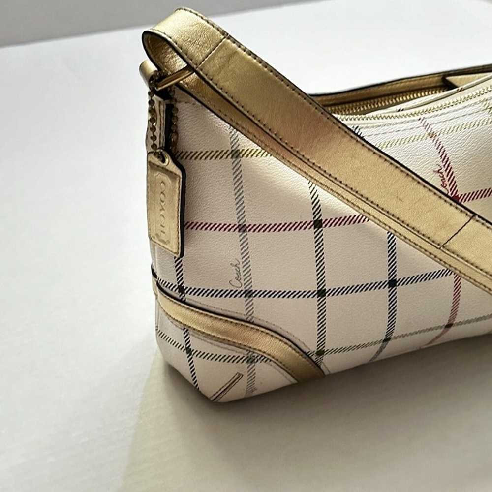 Coach Tattersall Plaid Multicolor Leather Zipper … - image 11
