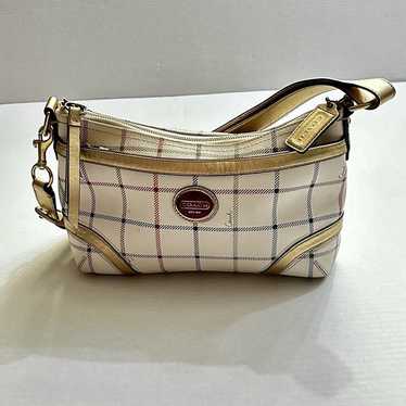 Coach Tattersall Plaid Multicolor Leather Zipper … - image 1