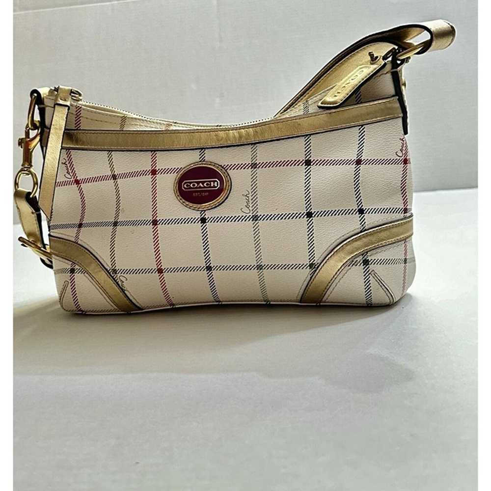 Coach Tattersall Plaid Multicolor Leather Zipper … - image 2