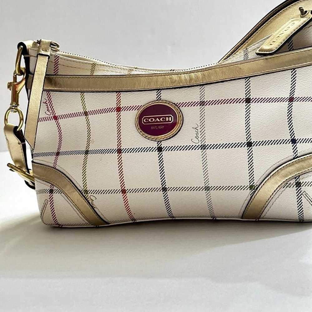 Coach Tattersall Plaid Multicolor Leather Zipper … - image 3