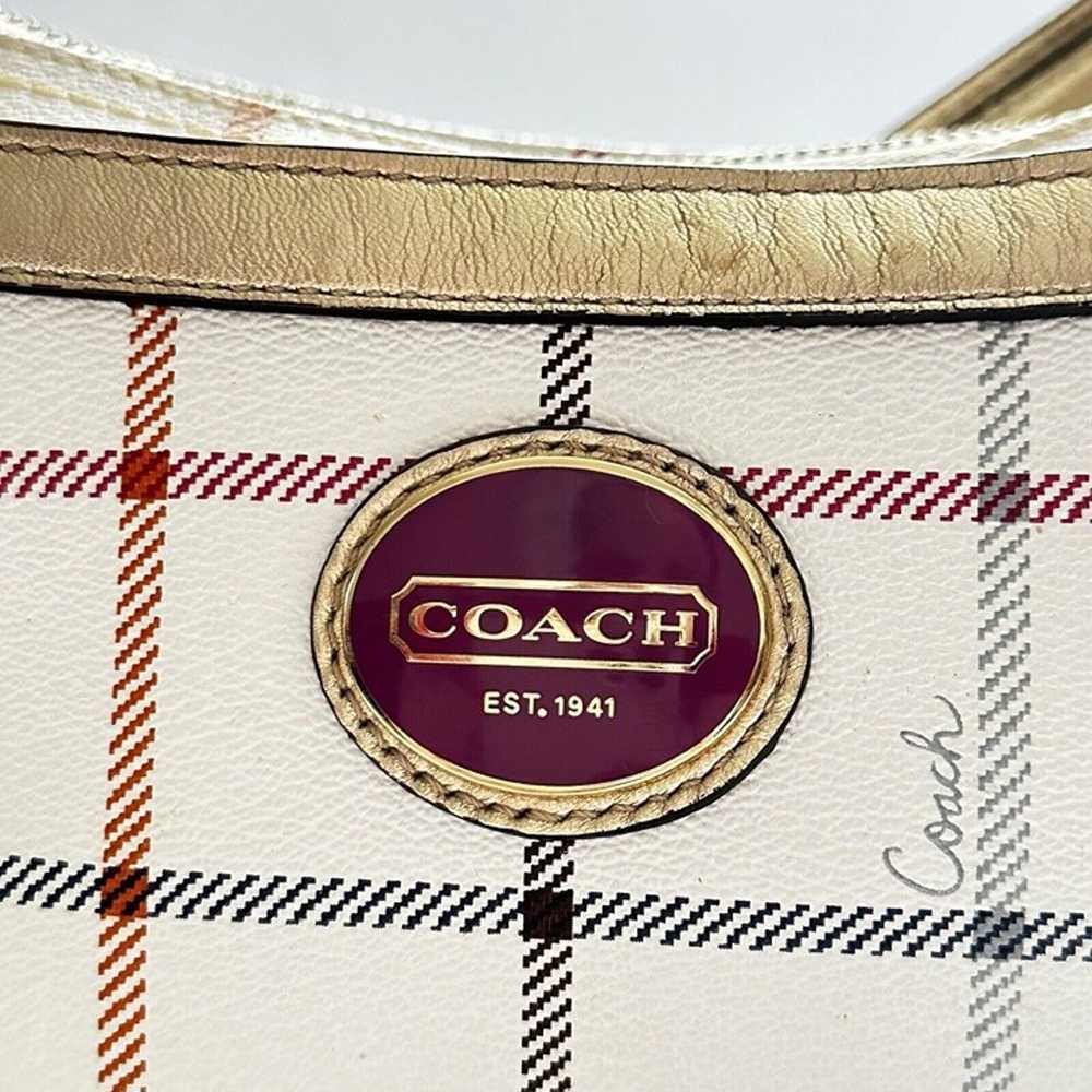 Coach Tattersall Plaid Multicolor Leather Zipper … - image 6