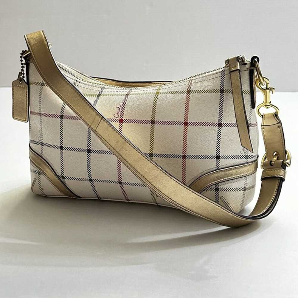 Coach Tattersall Plaid Multicolor Leather Zipper … - image 8