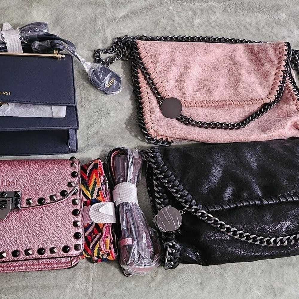 LOT of 4 Vegan Leather Purses Mersi - Pink, Black… - image 1
