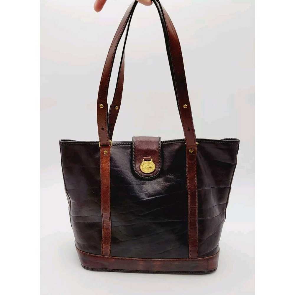 Vintage Brahmin Leather Black & Brown Shoulder bag - image 12