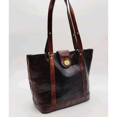 Vintage Brahmin Leather Black & Brown Shoulder bag - image 1