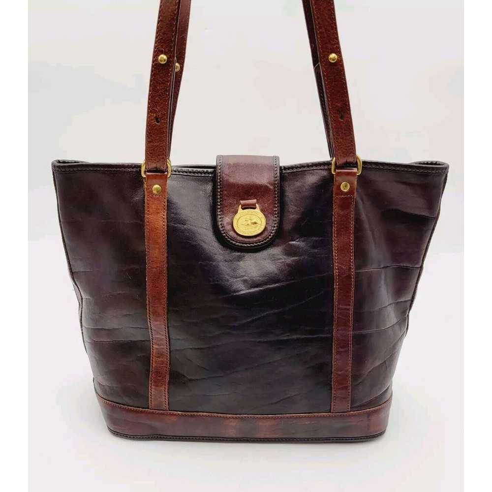 Vintage Brahmin Leather Black & Brown Shoulder bag - image 7