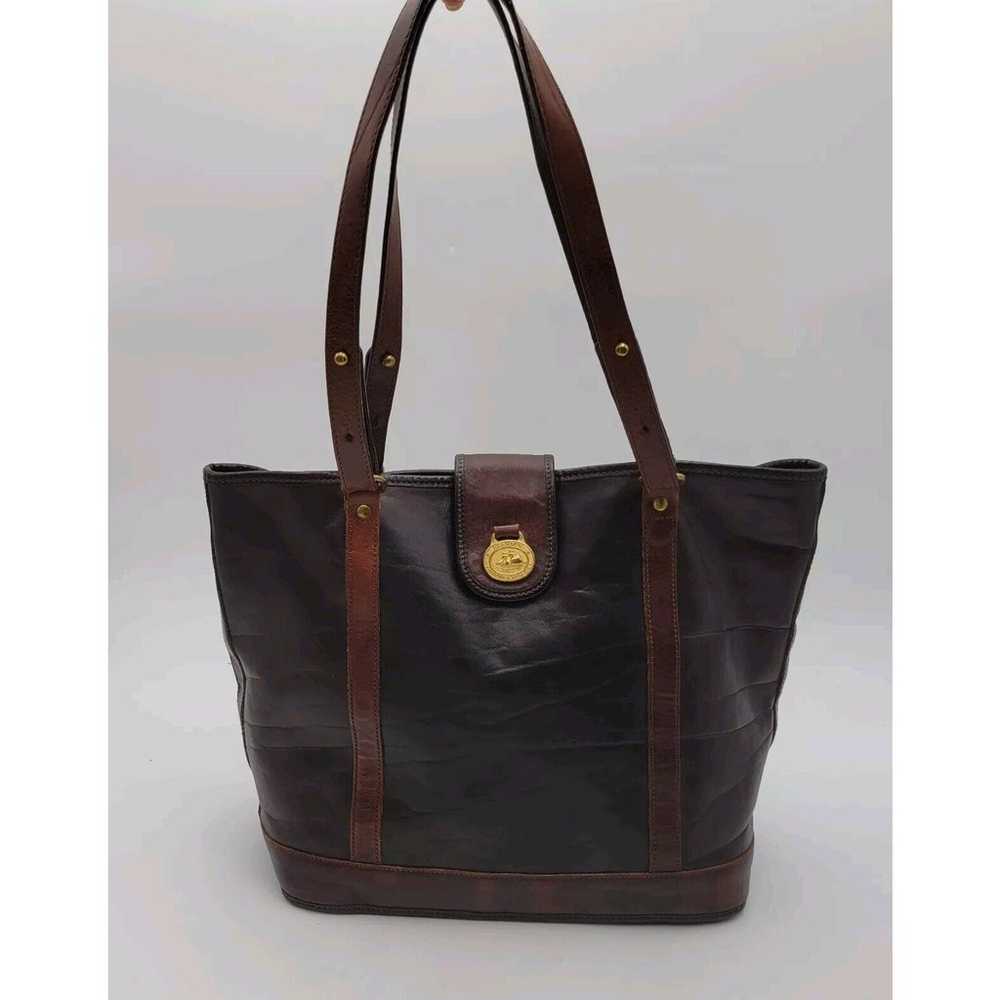 Vintage Brahmin Leather Black & Brown Shoulder bag - image 9