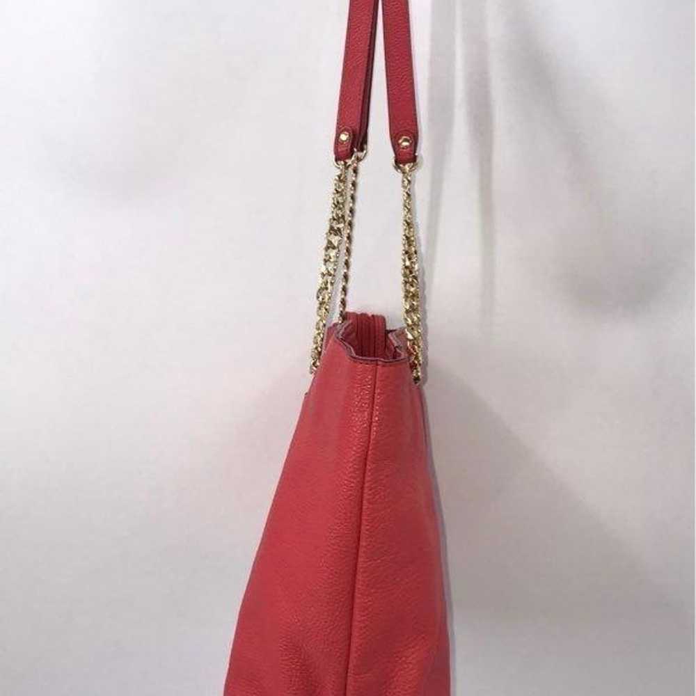 Michael Kors Dark Coral  Pink Leather Chain Link … - image 3