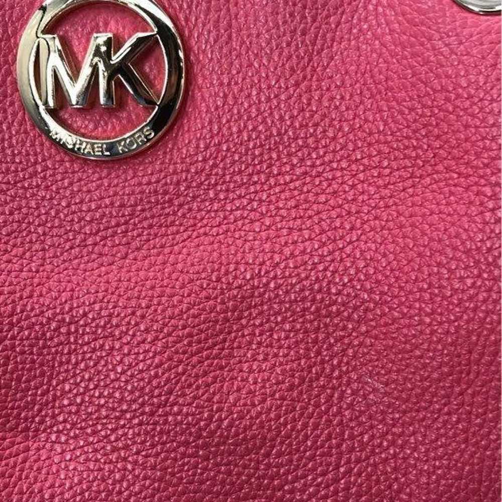 Michael Kors Dark Coral  Pink Leather Chain Link … - image 8