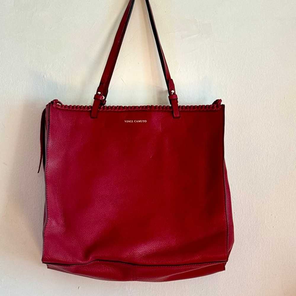 Vince Camuto Litzy Red Leather Tote Bag - image 2