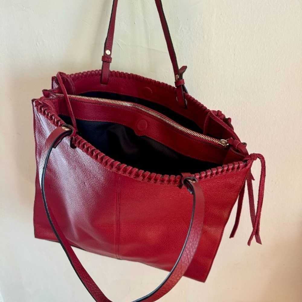 Vince Camuto Litzy Red Leather Tote Bag - image 3