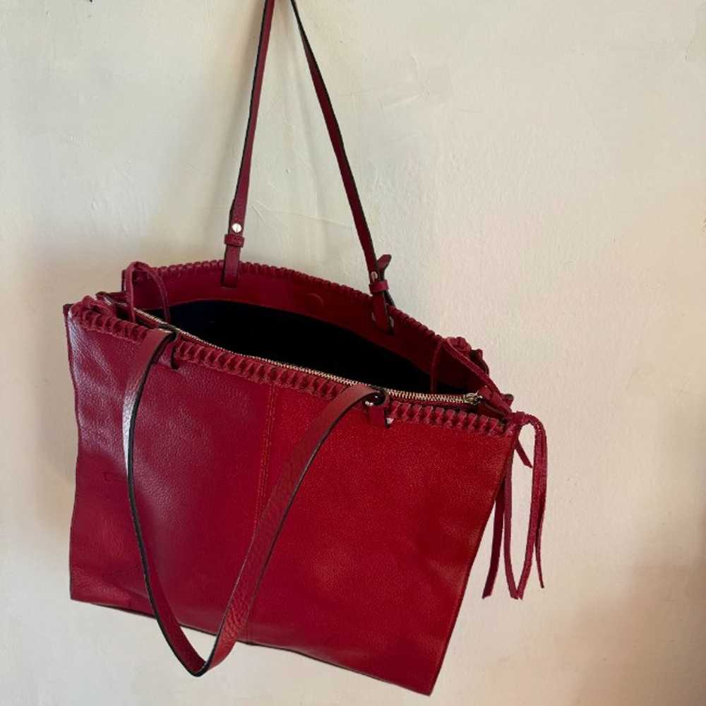 Vince Camuto Litzy Red Leather Tote Bag - image 4
