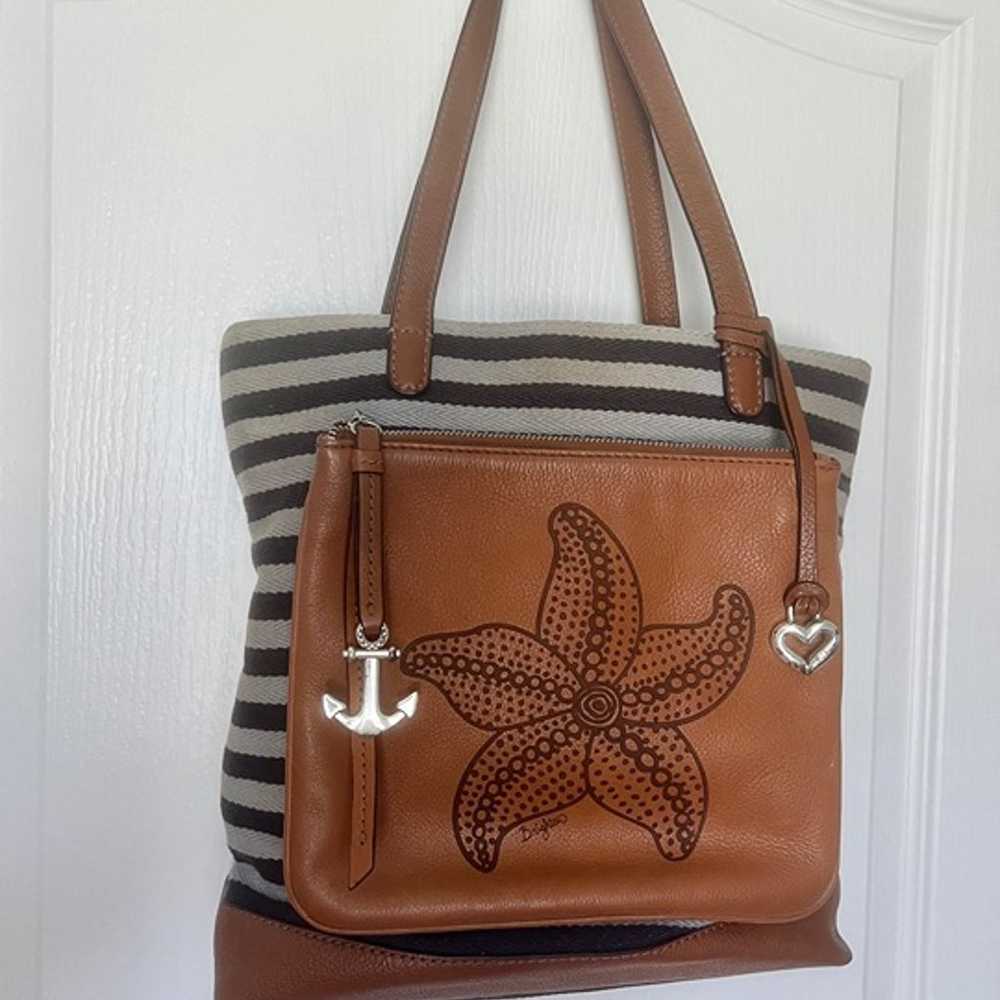 Brighton Black and Gray Stripe Purse with Starfis… - image 1