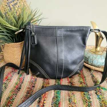 Coach vintage style black crossbody bag w tassel … - image 1