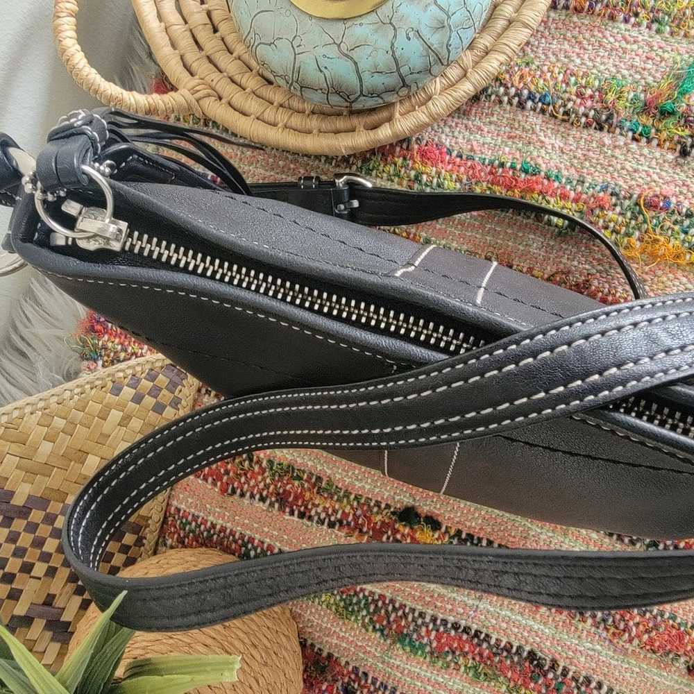 Coach vintage style black crossbody bag w tassel … - image 8