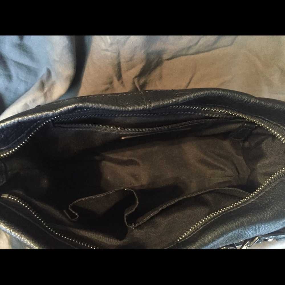 COACH Black Leather E w/ Chain Duffle handbag - image 5