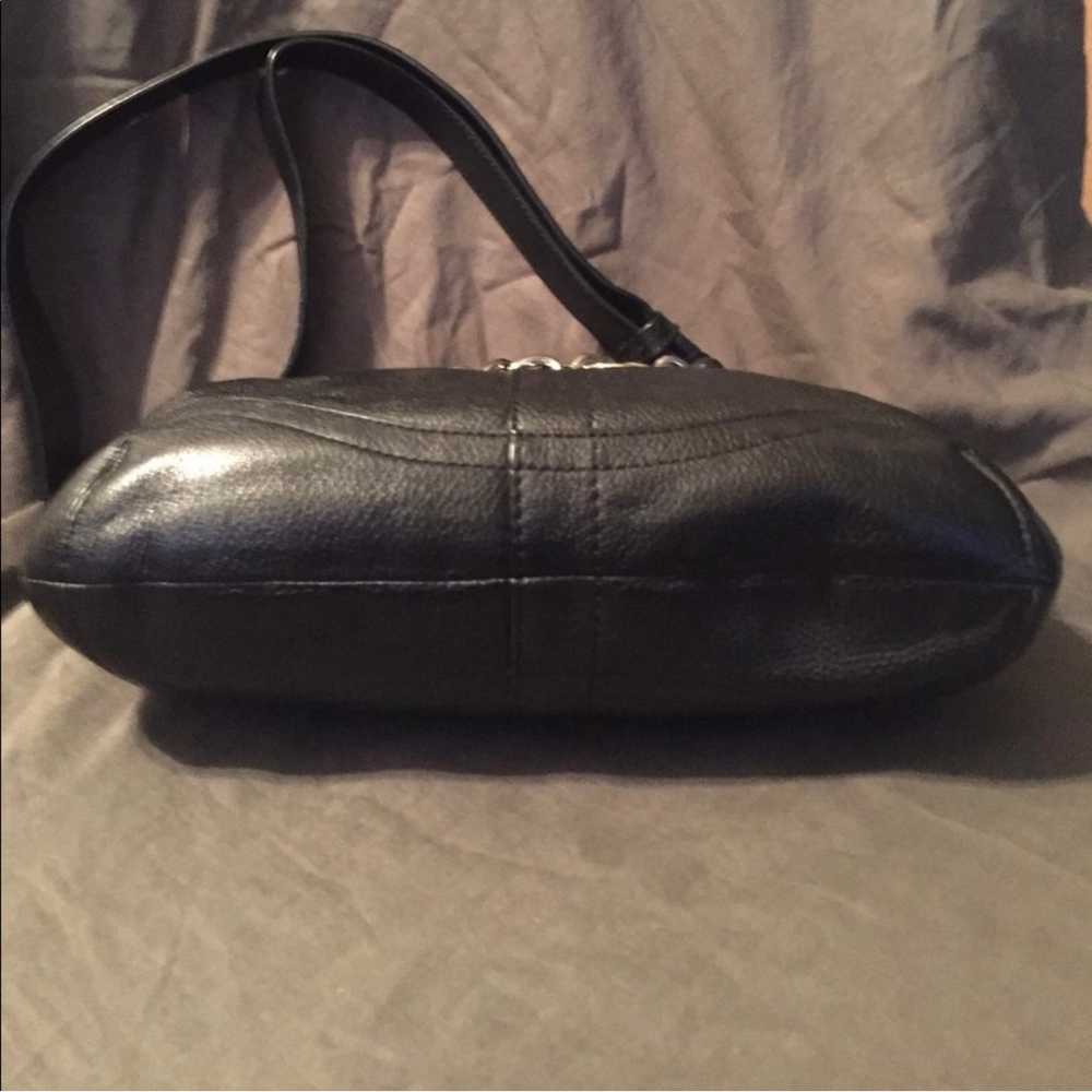 COACH Black Leather E w/ Chain Duffle handbag - image 7
