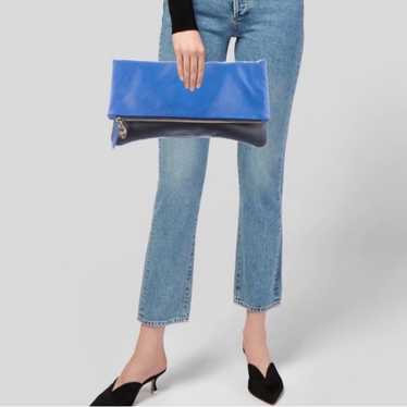clare v bag leather fold over clutch