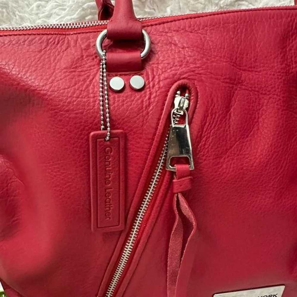 Marc New York Red Genuine Leather Zip Tote Handba… - image 3