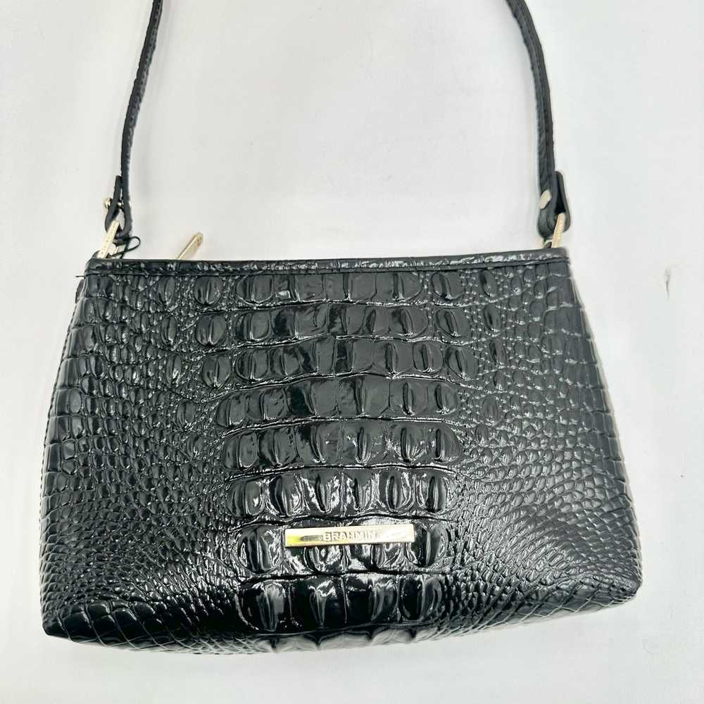 Brahmin Lorelai Black Crocodile Embossed Leather … - image 4