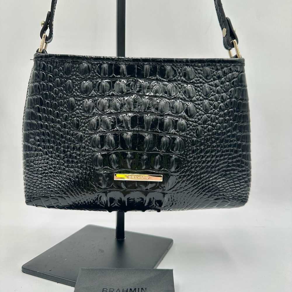 Brahmin Lorelai Black Crocodile Embossed Leather … - image 7