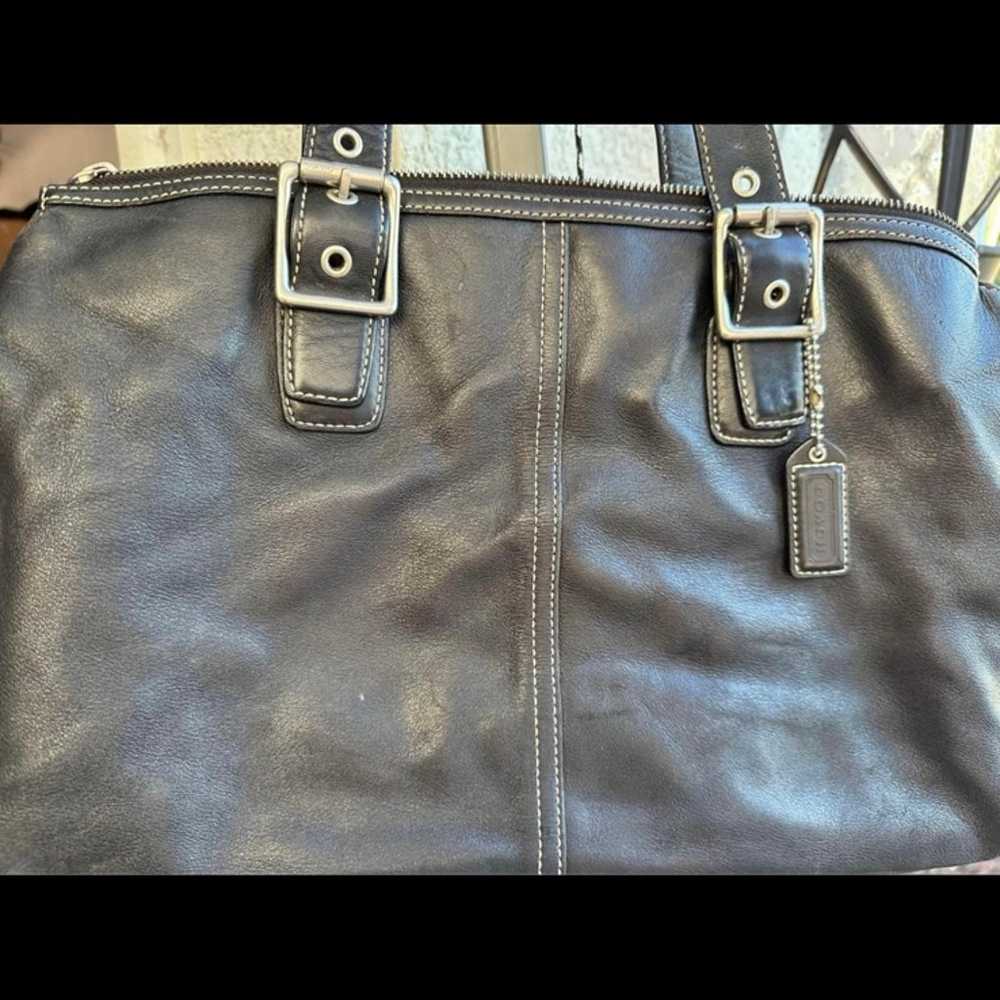 Vintage Coach black leather shoulder bag purse - image 1