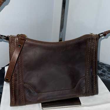 FRYE Melissa Zip Leather Crossbody Bag Leather Da… - image 1