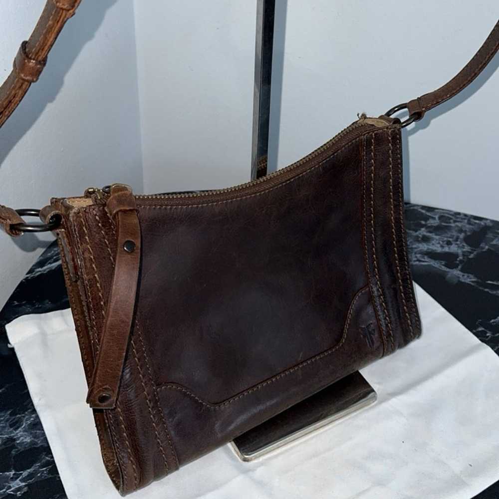 FRYE Melissa Zip Leather Crossbody Bag Leather Da… - image 3