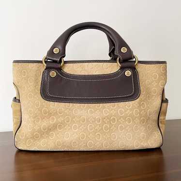 Celine tan monogram suede and brown leather Boogie
