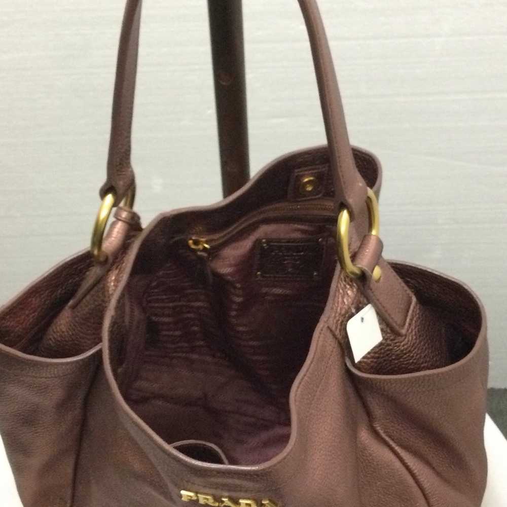 Prada Women Maroon Leather Handbag Single Handle … - image 2